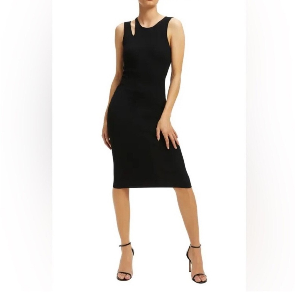 Good American Black Sheath Midi Dress Sz 3/4 L Euc